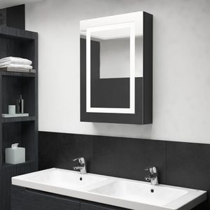 vidaXL Szafka łazienkowa z lustrem i LED, lśniąca czerń, 50x13x70 cm 1