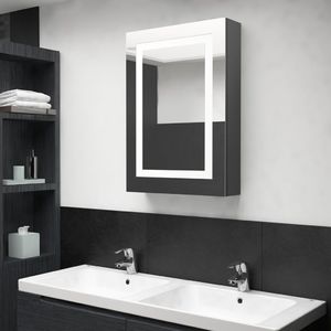 vidaXL Szafka łazienkowa z lustrem i LED, lśniąca szarość, 50x13x70 cm 1