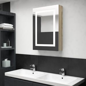 vidaXL Szafka łazienkowa z lustrem i LED, kolor dębu, 50x13x70 cm 1