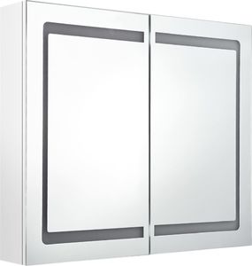 vidaXL Szafka łazienkowa z lustrem i LED, lśniąca biel, 80x12x68 cm 3