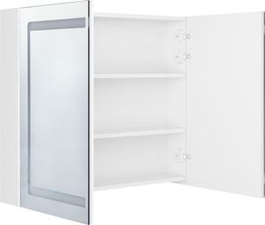 vidaXL Szafka łazienkowa z lustrem i LED, lśniąca biel, 80x12x68 cm 5