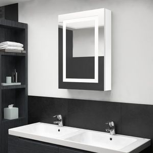 vidaXL Szafka łazienkowa z lustrem i LED, lśniąca biel, 50x13x70 cm 1
