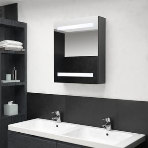 vidaXL Szafka łazienkowa z lustrem i LED, szara, 50x14x60 cm 1