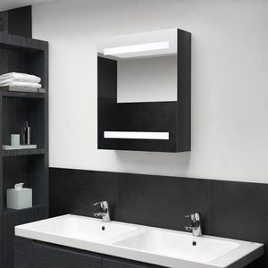 vidaXL Szafka łazienkowa z lustrem i LED, lśniąca czerń, 50x14x60 cm 1
