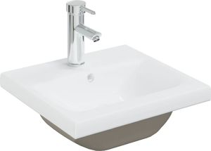 Umywalka vidaXL Umywalka wpuszczana z baterią, 42x39x18 cm, ceramiczna, biała 1