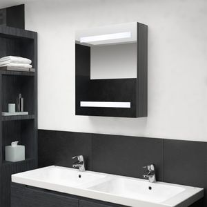 vidaXL Szafka łazienkowa z lustrem i LED, lśniąca szarość, 50x14x60 cm 1