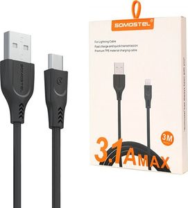 Kabel USB Somostel USB-A - USB-C 3 m Czarny (SMS-BT03 USB - USB typ C Czarny) 4