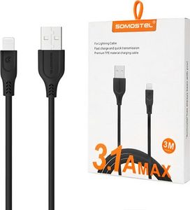 Kabel USB Somostel USB-A - Lightning 3 m Czarny (SMS-BT03 USB - Lightning Czarny) 3