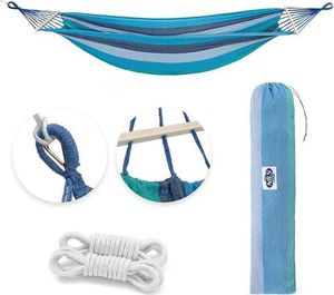 Nils Extreme Nc9004 Niebieski-ciemno Niebieski Hamak Z Drewnianą Belka 70cm I Metalowym Uchwytem Nils Camp 2