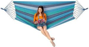 Nils Extreme Nc9004 Niebieski-ciemno Niebieski Hamak Z Drewnianą Belka 70cm I Metalowym Uchwytem Nils Camp 3