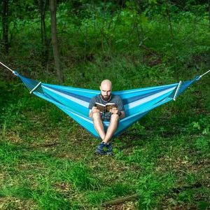 Nils Extreme Nc9004 Niebieski-ciemno Niebieski Hamak Z Drewnianą Belka 70cm I Metalowym Uchwytem Nils Camp 5