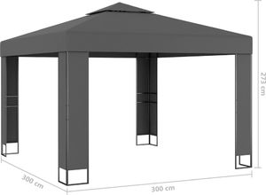 vidaXL Altana z podwójnym dachem i sznurem lampek, 3x3 m, antracytowa 6