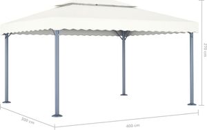 vidaXL Altana ze sznurem lampek, 400x300 cm, kremowa, aluminium 8