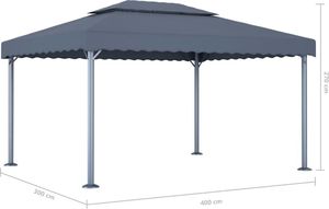 vidaXL Altana ze sznurem lampek, 400x300 cm, antracytowa, aluminium 8