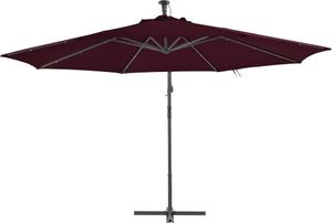 vidaXL Parasol wiszący z lampkami LED, bordowy, 350 cm 2