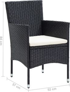 vidaXL Krzesła ogrodowe, 4 szt., polirattan, czarne 8