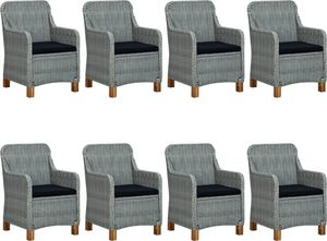 vidaXL 9-cz. zestaw mebli ogrodowych poduszki rattan PE jasnoszary 2