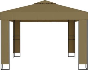 vidaXL Altana z podwójnym dachem i sznurem lampek, 3x3x2,7 m, taupe 3