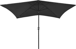 vidaXL Parasol z lampkami LED, na stalowym słupku, czarny, 2x3 m 4