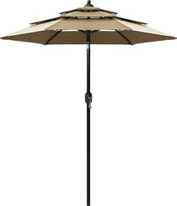 vidaXL 3-poziomowy parasol na aluminiowym słupku, kolor taupe, 2 m 1