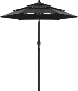 vidaXL 3-poziomowy parasol na aluminiowym słupku, czarny, 2 m 1