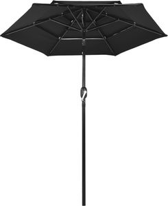vidaXL 3-poziomowy parasol na aluminiowym słupku, czarny, 2 m 3