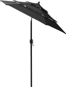 vidaXL 3-poziomowy parasol na aluminiowym słupku, czarny, 2 m 4