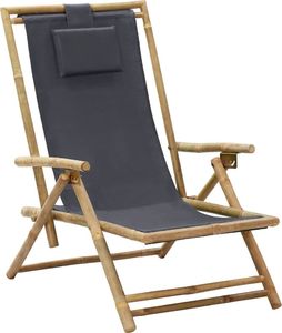 vidaXL Fotel rozkładany, ciemnoszary, bambus i tkanina 1