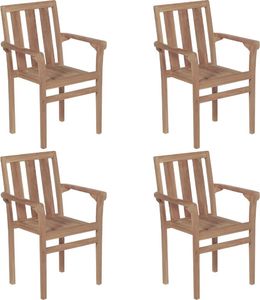 vidaXL Sztaplowane krzesła ogrodowe, 4 szt., lite drewno tekowe 1