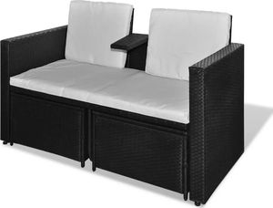 vidaXL 4-cz. zestaw wypoczynkowy do ogrodu, poduszki, rattan PE czarny 4