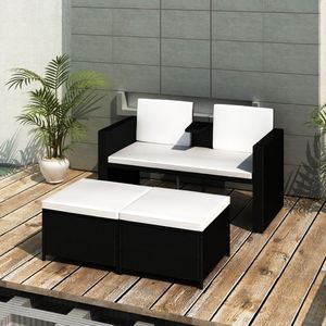 vidaXL 4-cz. zestaw wypoczynkowy do ogrodu, poduszki, rattan PE czarny 6