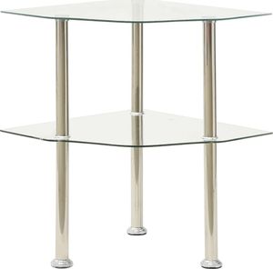 vidaXL 2-poziomowy stolik, 38x38x50 cm, przezroczyste szkło hartowane 1