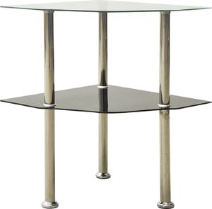 vidaXL 2-poziomowy stolik, 38x38x50 cm, przezroczyste i czarne szkło 1