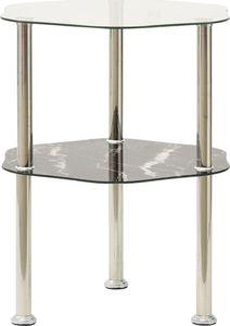 vidaXL 2-poziomowy stolik, 38x38x50 cm, przezroczyste i czarne szkło 1