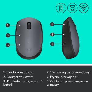 Mysz Logitech M170 czarno-szara (910-004642) 7