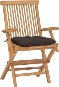 vidaXL Krzesła ogrodowe z poduszkami taupe, 4 szt., lite drewno tekowe 2