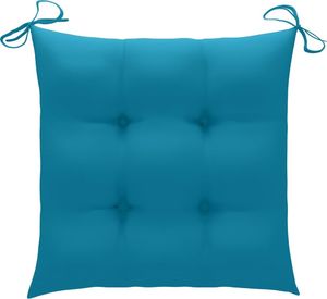 vidaXL Krzesła ogrodowe z jasnoniebieskimi poduszkami, 4 szt., tekowe 6