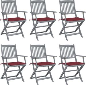 vidaXL Składane krzesła ogrodowe, 6 szt., poduszki, drewno akacjowe 1