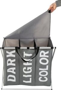 Kosz na pranie Ikonka 3 komorowy na stelażu składany 3