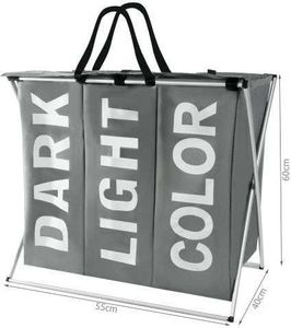 Kosz na pranie Ikonka 3 komorowy na stelażu składany 5