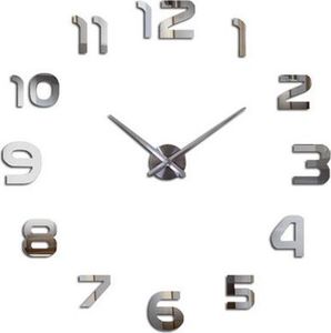 Ikonka Zegar ścienny duży 80-120cm srebrny 12 cyfr 2