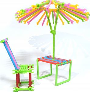 Ikonka Patyczki Słomki Konstrukcyjne, Klocki Edukacyjne 1000 Elementów 5