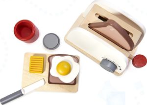 Ikonka Toster drewniany opiekacz + akcesoria biały 3