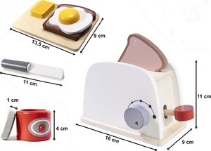Ikonka Toster drewniany opiekacz + akcesoria biały 7