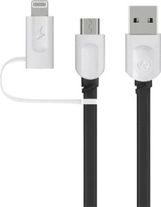 Kabel USB Mobilari USB-A - microUSB + Lightning Biało-czarny (M555040) 1