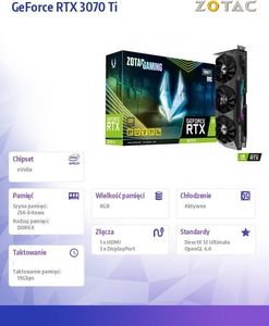 Karta graficzna Zotac GeForce RTX 3070 Ti Trinity OC 8GB GDDR6X (ZT-A30710J-10P) 9