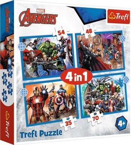 Trefl Puzzle 4w1 35,48,54,70el Odważni Avengersi. Avengers 34386 Trefl p8 1