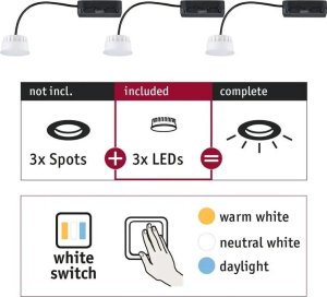 Lampa sufitowa Paulmann Choose 3szt. Coin WhiteSwitch LED 3x6,5W 620lm 2700K 51mm Tworzywo sztuczne 7