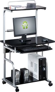 Techly Biurko mobilne z nadstawką czarne 2