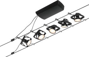 Paulmann Wire zestaw MacII max5x10W GU5,3 Czarny mat/Chrom 12V DC 60VA Metal/ Tworzywo sztuczne 4